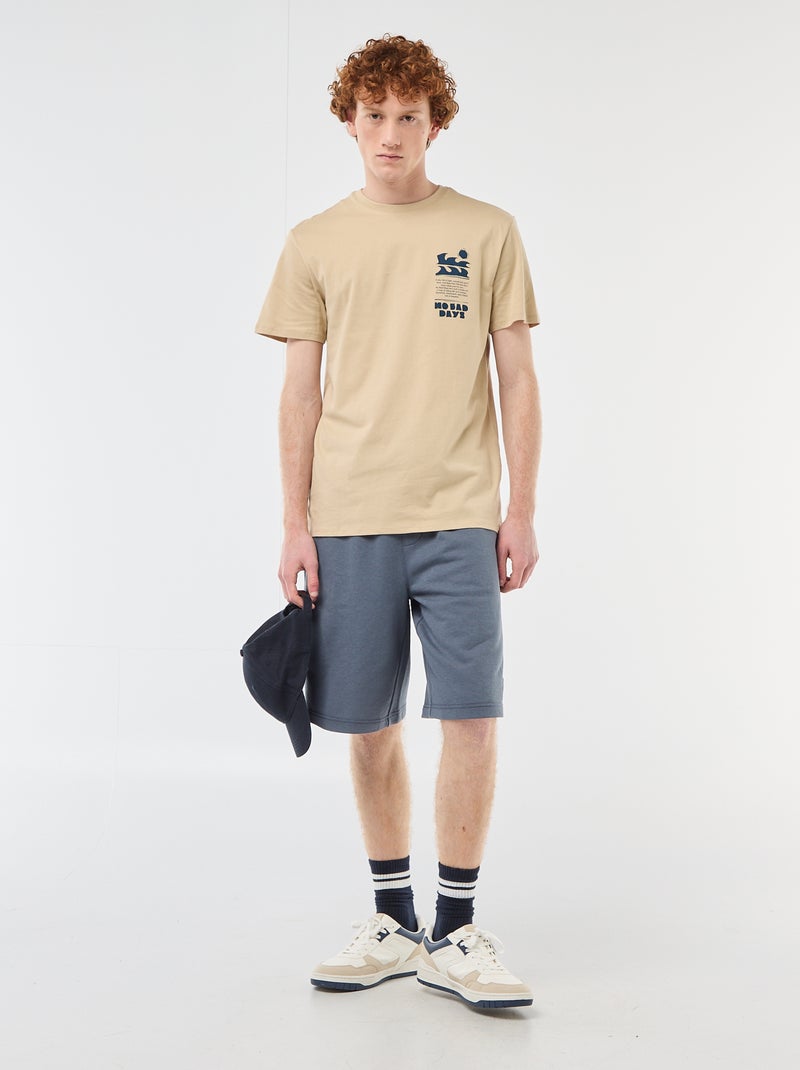 Camiseta estampada con diseño posicionado en algodón liso Beige - Kiabi