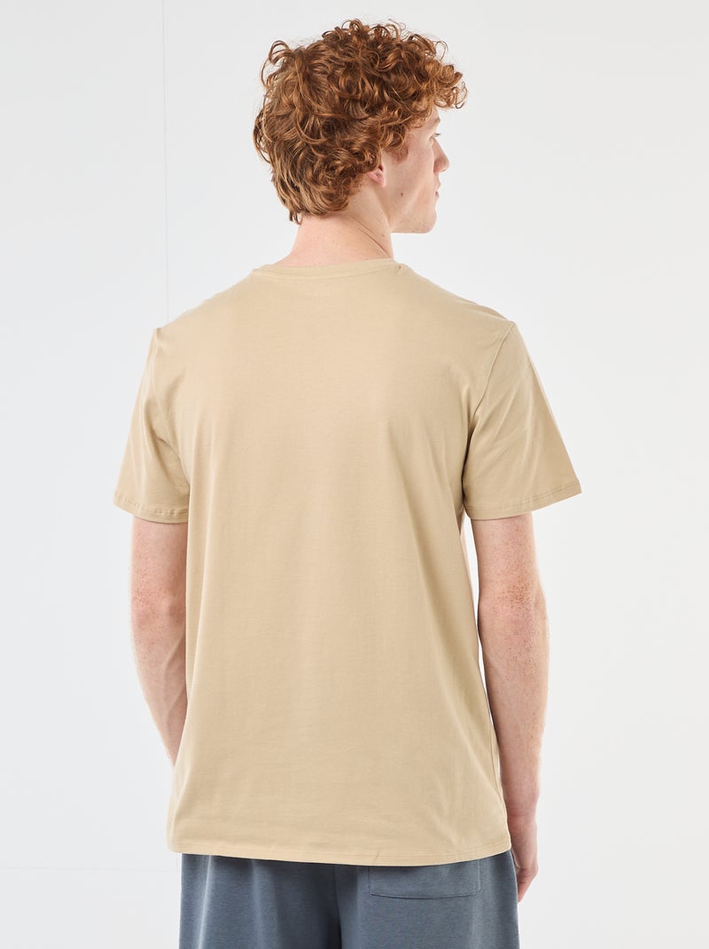 Camiseta estampada con diseño posicionado en algodón liso Beige - Kiabi