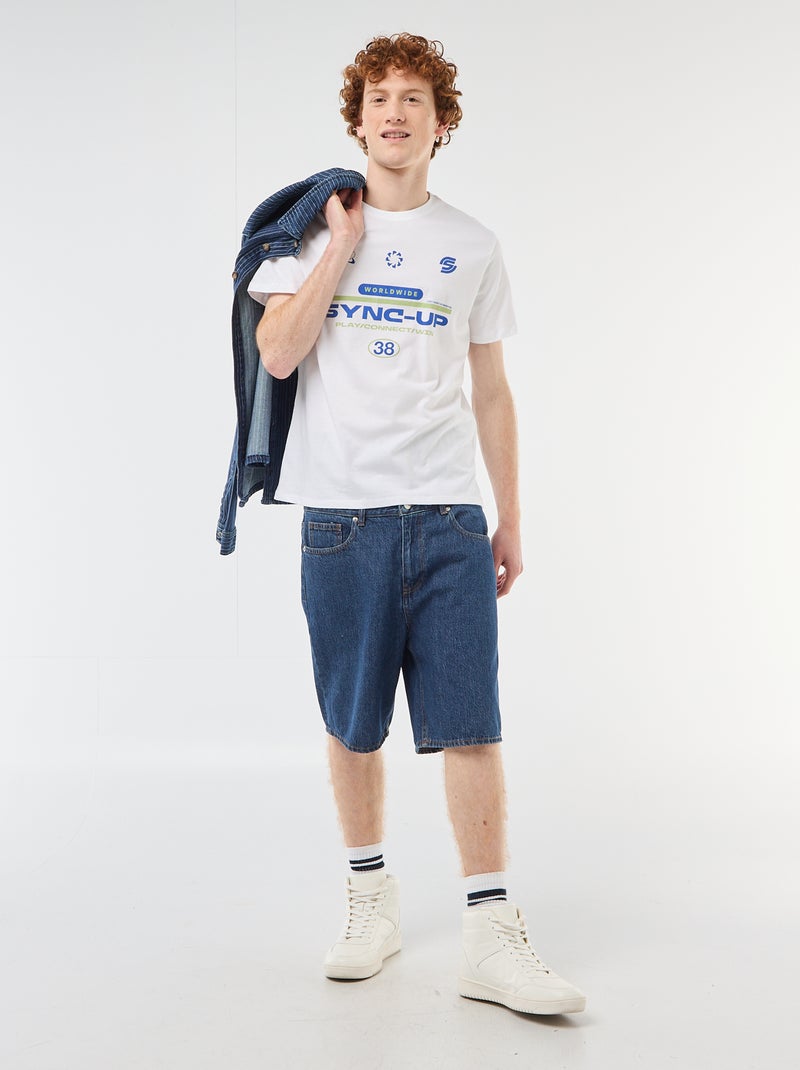 Camiseta estampada con diseño posicionado en algodón liso Blanco - Kiabi