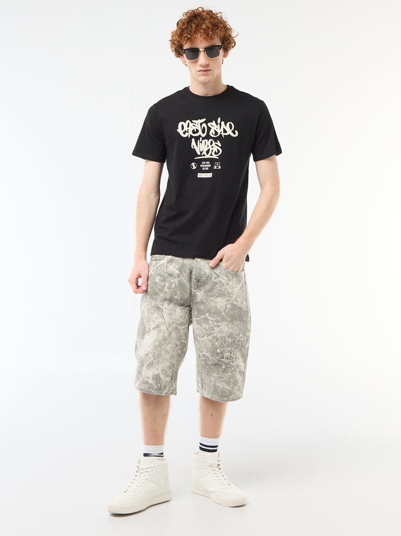 Camiseta estampada con diseño posicionado en algodón liso Negro - Kiabi