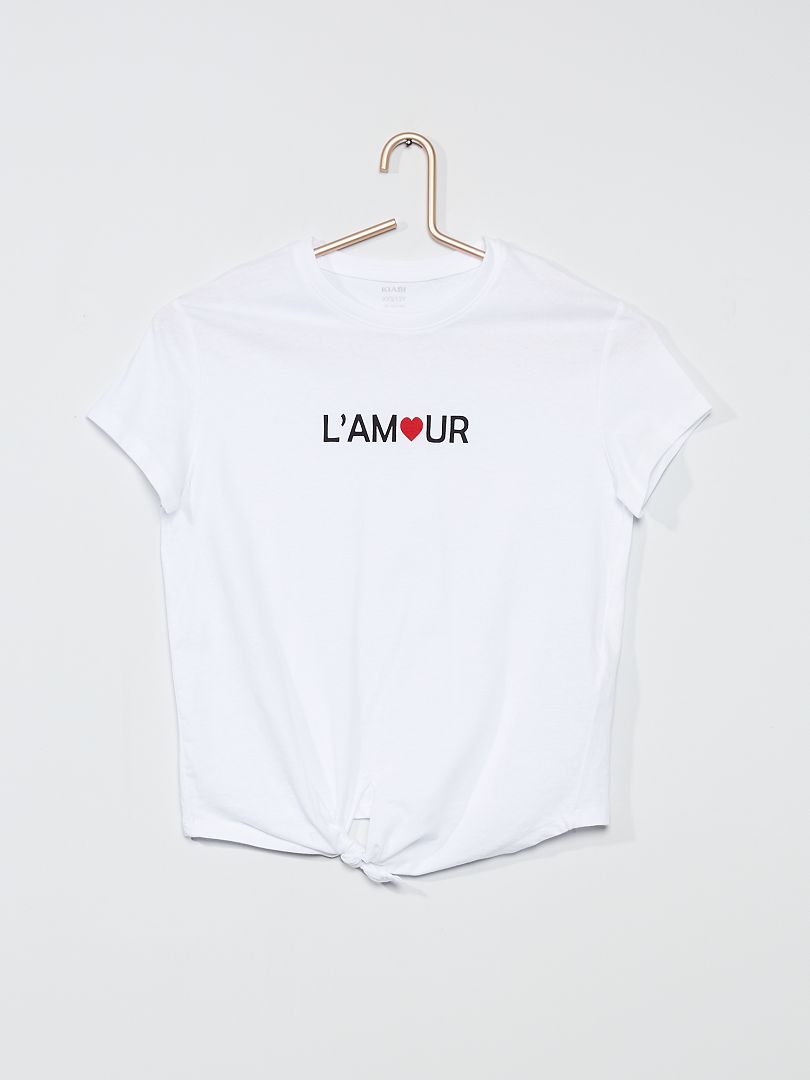 Camiseta estampada con lazo BLANCO - Kiabi