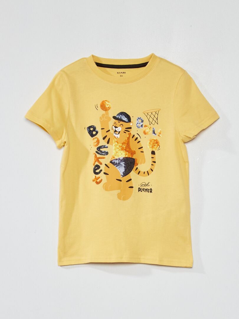 Camiseta estampada con lentejuelas AMARILLO - Kiabi