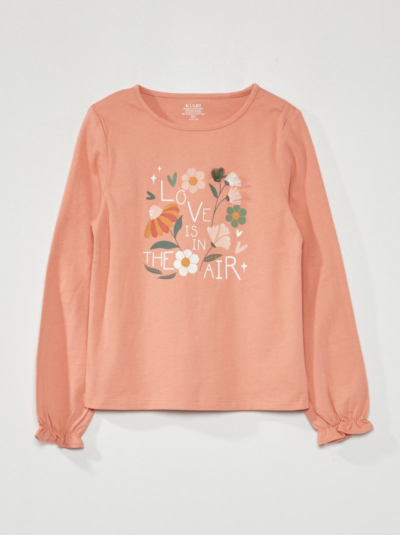 Camiseta estampada con manga globo ROSA - Kiabi