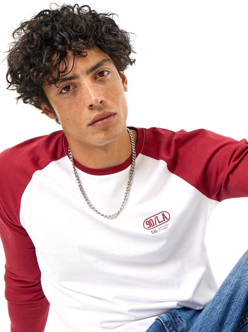 Camiseta estampada con mangas largas raglán - Kiabi