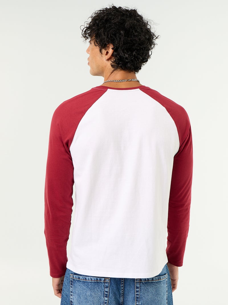 Camiseta estampada con mangas largas raglán Rojo - Kiabi