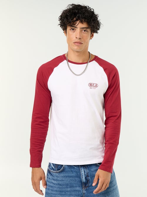 Camiseta estampada con mangas largas raglán - Kiabi