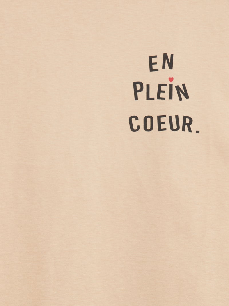 Camiseta estampada con mensaje - So Easy BEIGE - Kiabi