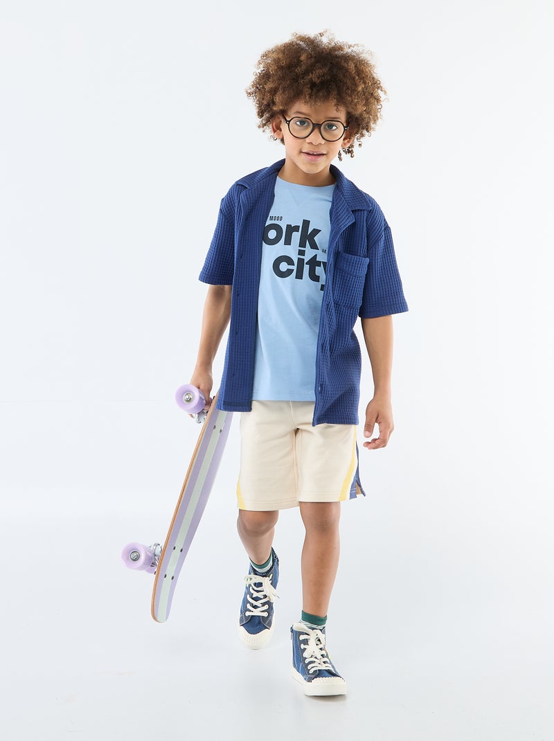 Camiseta estampada con mensaje Azul - Kiabi