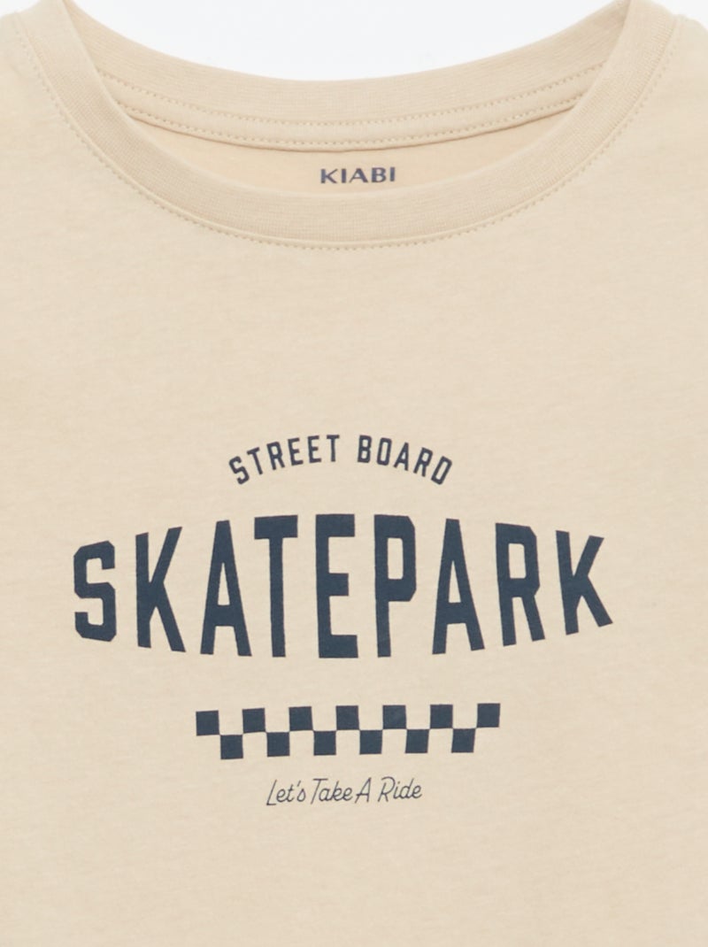 Camiseta estampada con mensaje Beige - Kiabi