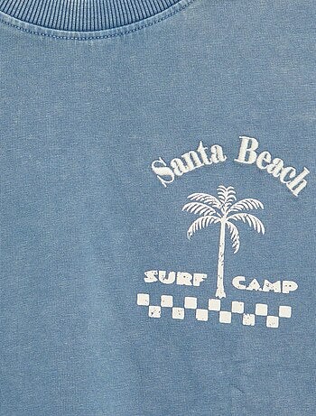 Camiseta estampada con mensaje de manga corta