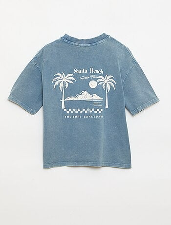 Camiseta estampada con mensaje de manga corta