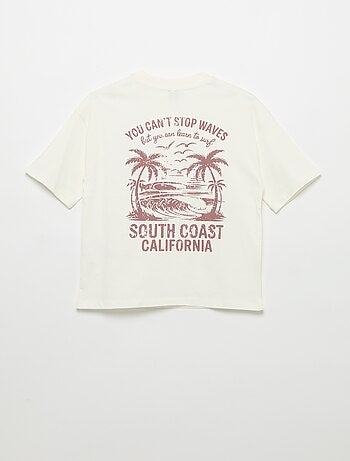 Camiseta estampada con mensaje de manga corta