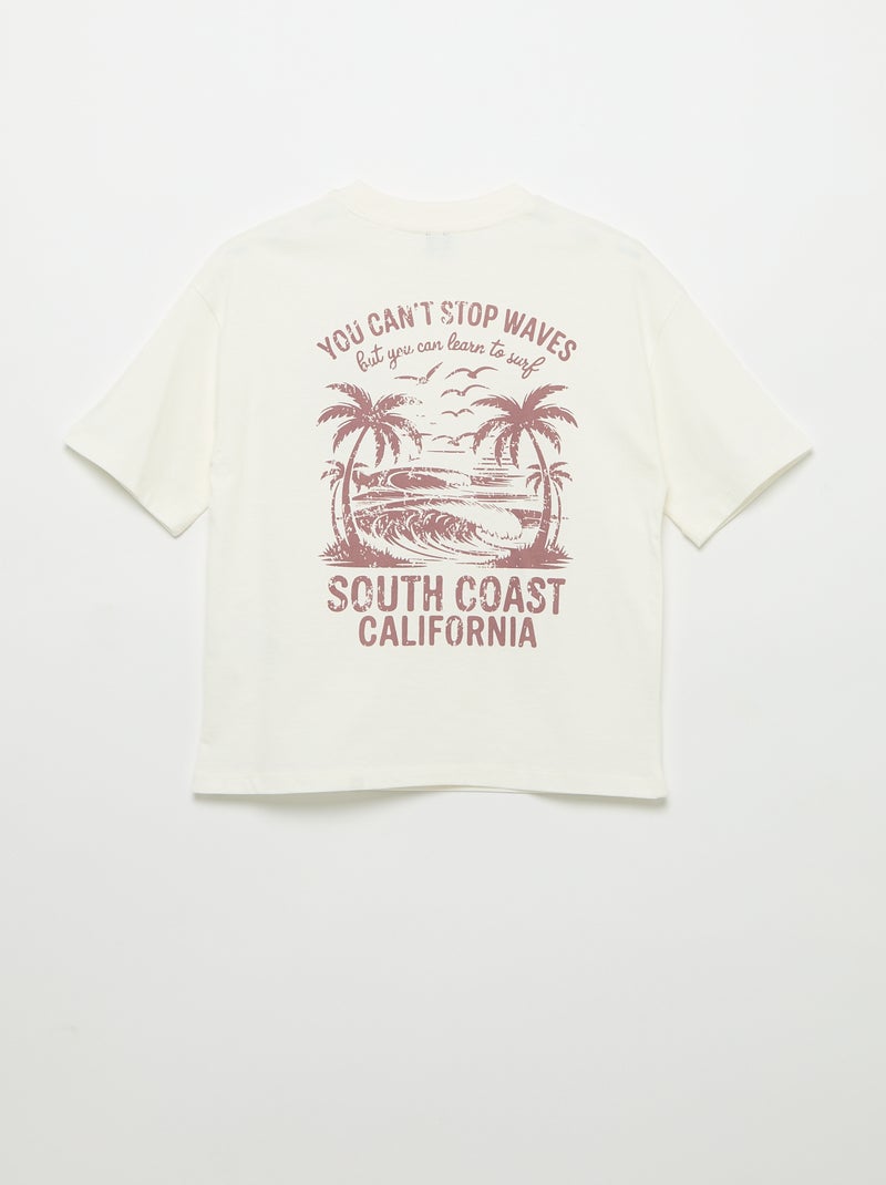 Camiseta estampada con mensaje de manga corta Blanco - Kiabi