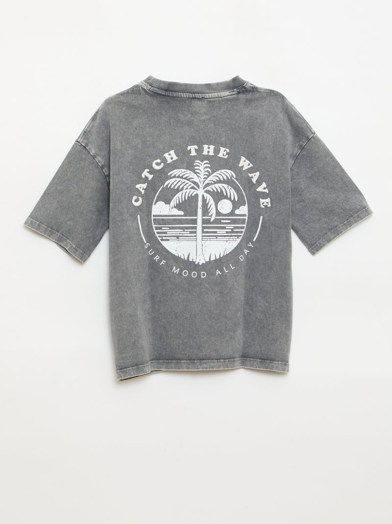 Camiseta estampada con mensaje de manga corta Gris - Kiabi