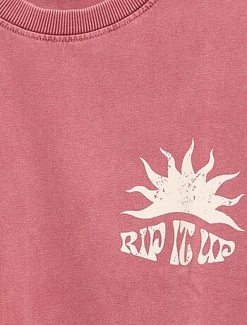 Camiseta estampada con mensaje de manga corta