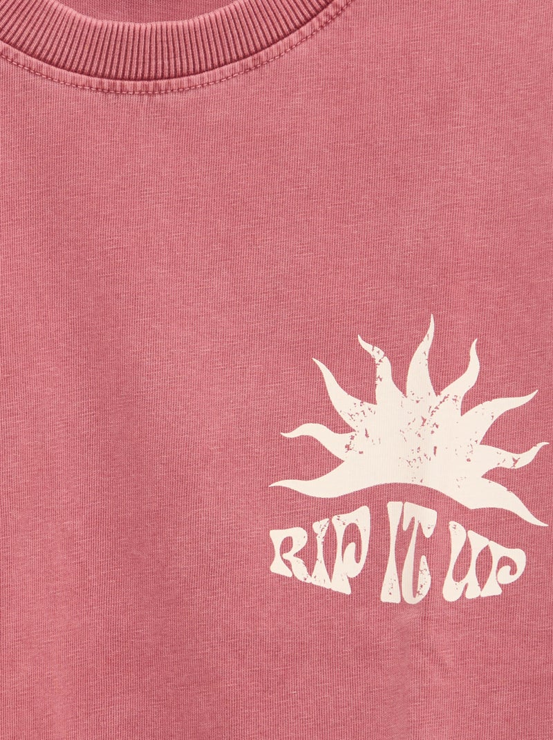 Camiseta estampada con mensaje de manga corta Rojo - Kiabi