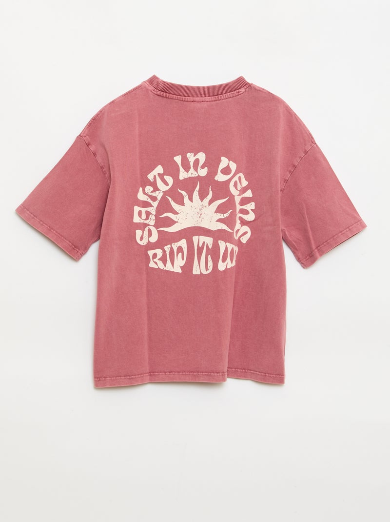 Camiseta estampada con mensaje de manga corta Rojo - Kiabi