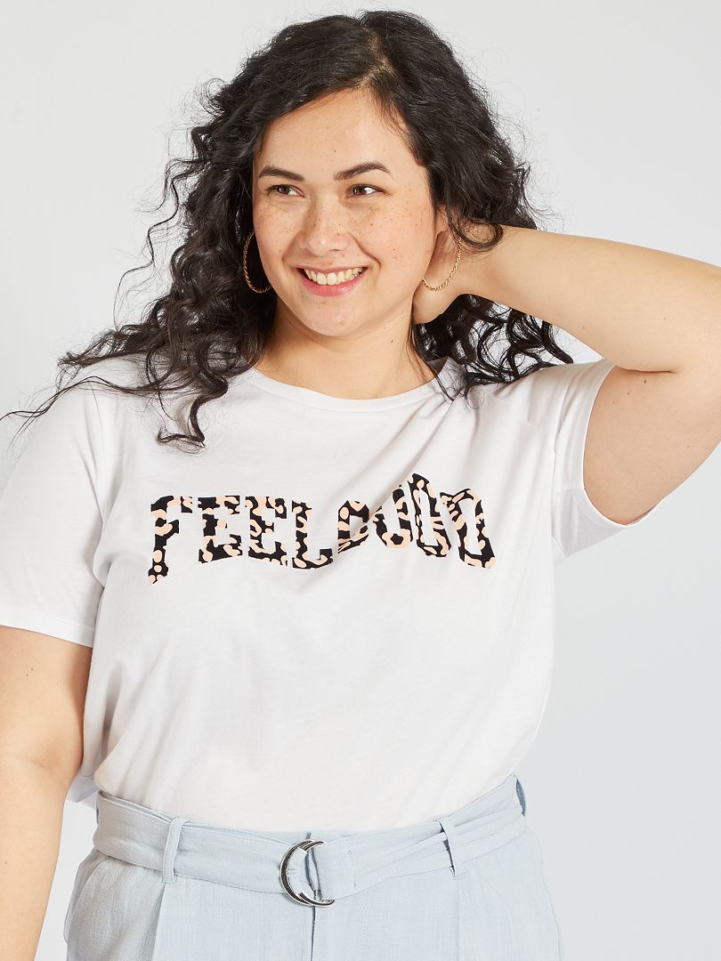 suéter Describir Pigmento Camiseta estampada con mensaje 'leopardo' - BEIGE - Kiabi - 13.00€