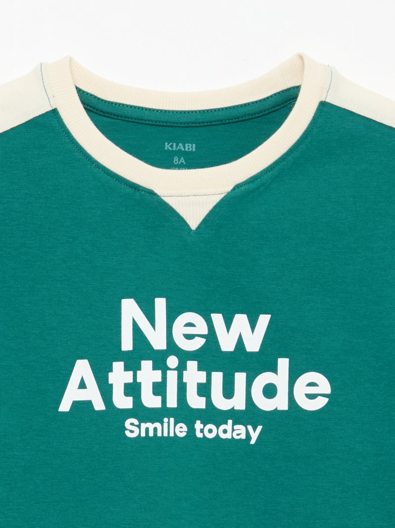 Camiseta estampada con mensaje Verde - Kiabi
