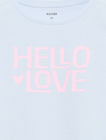 Camiseta estampada con mensaje y manga corta