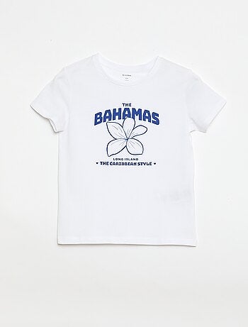 Camiseta estampada con mensaje y manga corta