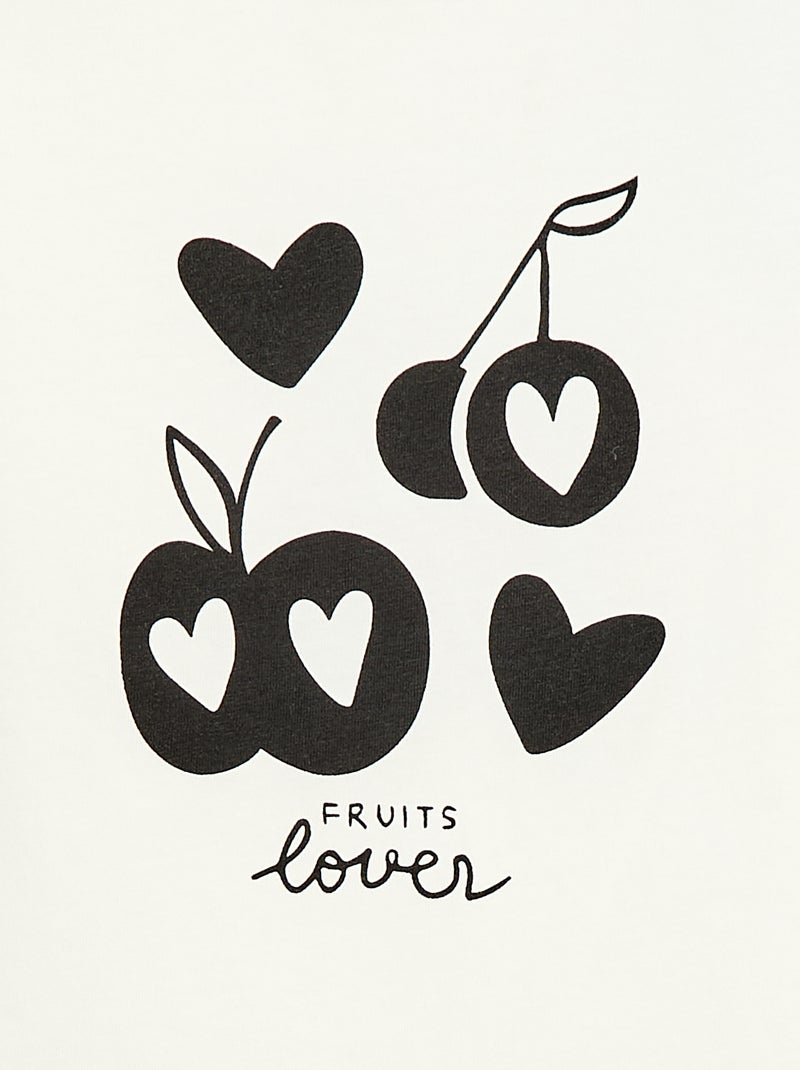 Camiseta estampada con mensaje y manga corta Blanco - Kiabi