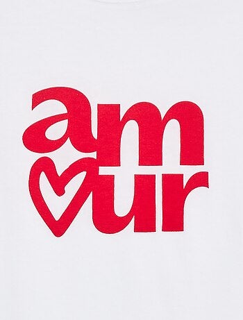 Camiseta estampada con mensaje y manga corta