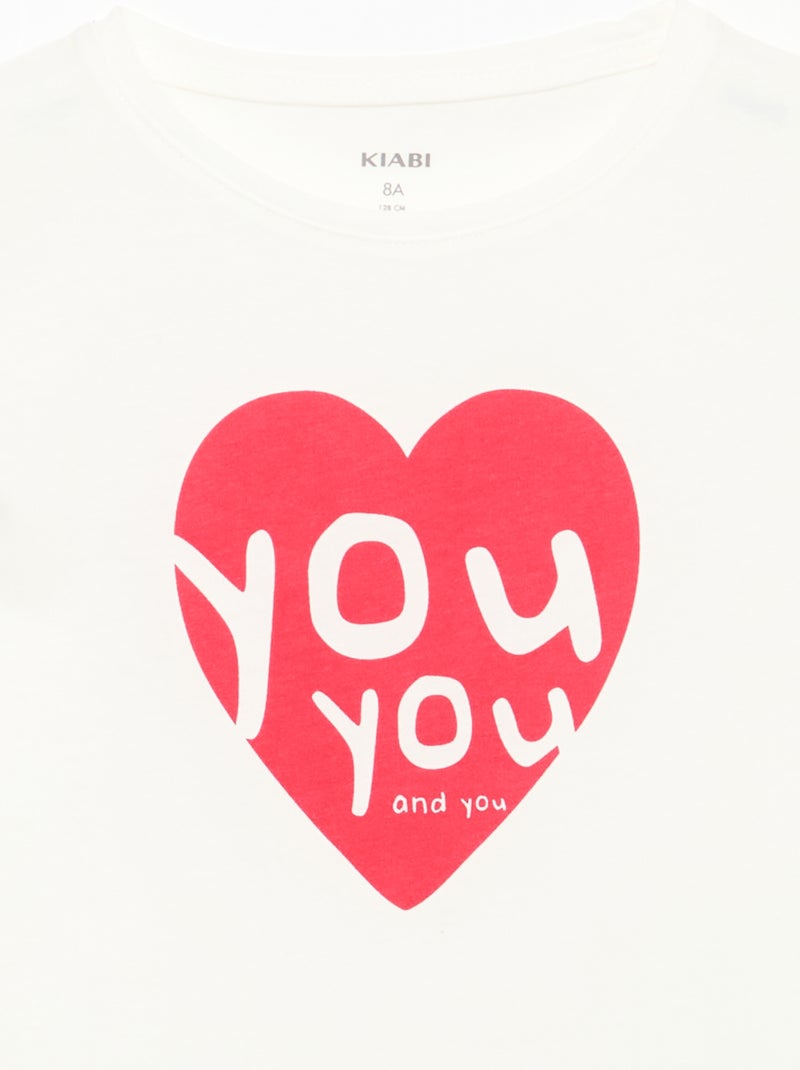 Camiseta estampada con mensaje y manga corta Blanco - Kiabi