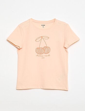 Camiseta estampada con mensaje y manga corta