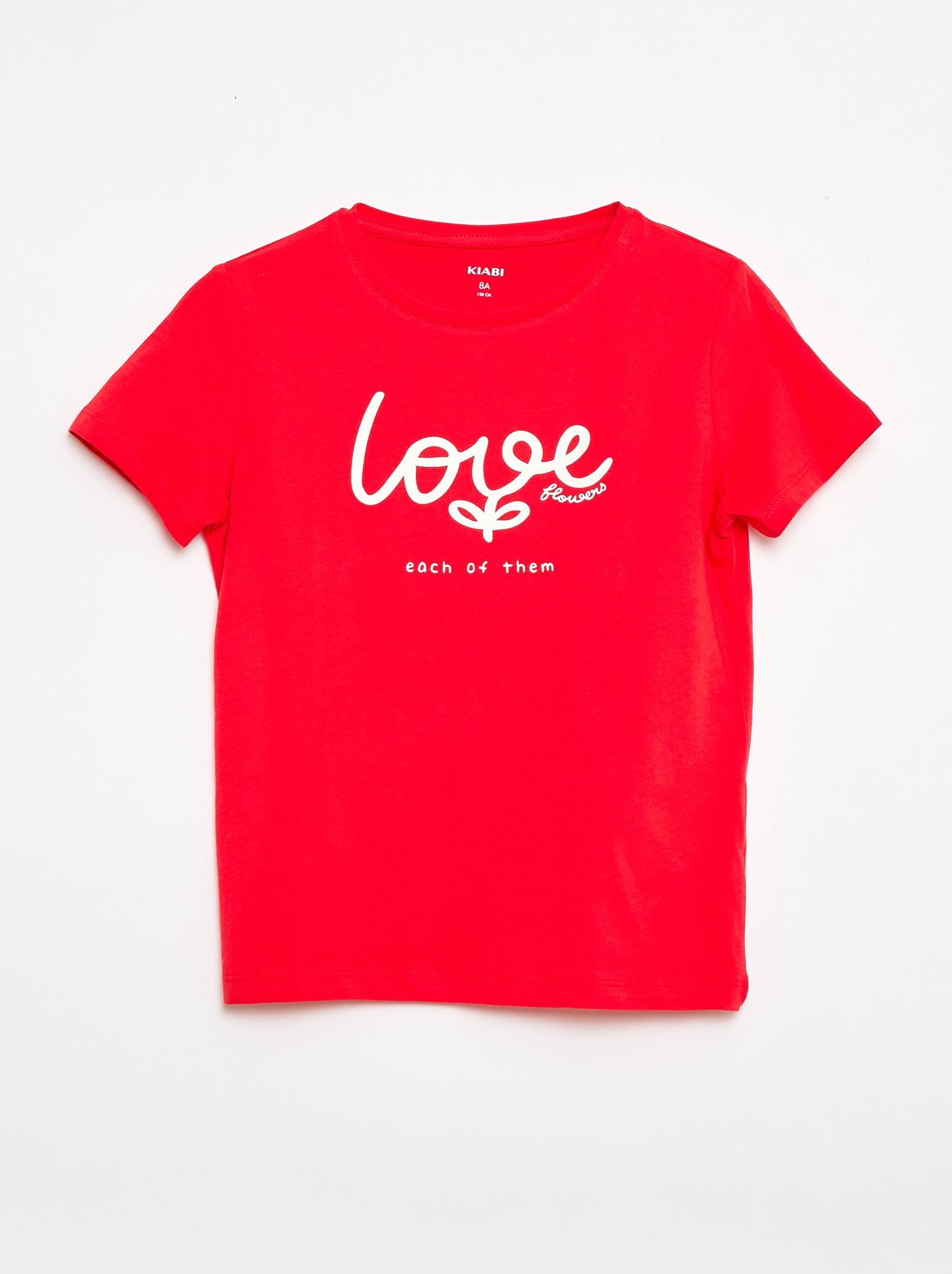 Camiseta estampada con mensaje y manga corta