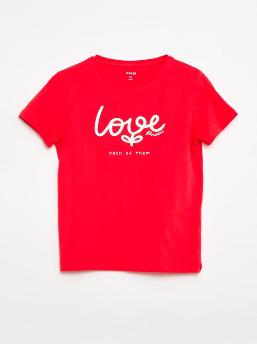 Camiseta estampada con mensaje y manga corta - Kiabi