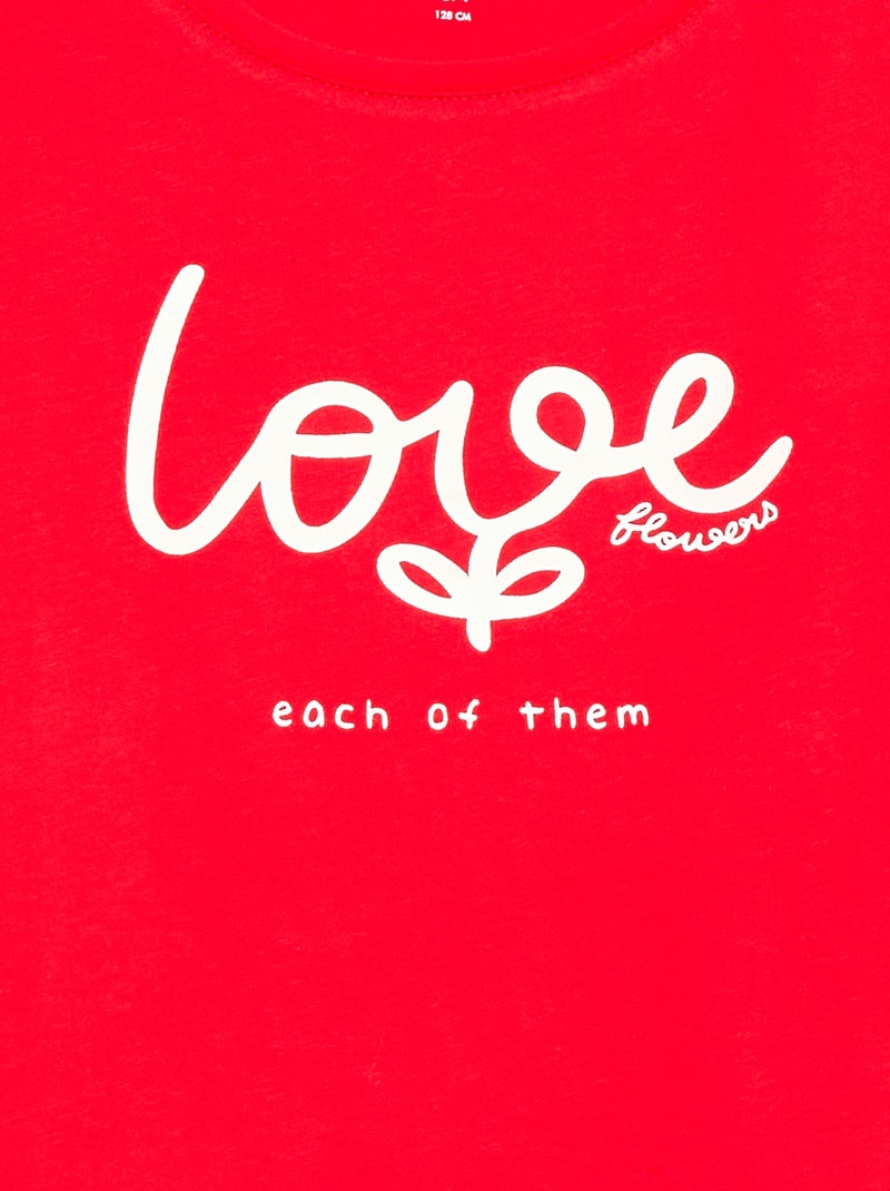Camiseta estampada con mensaje y manga corta Rojo - Kiabi