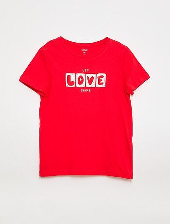 Camiseta estampada con mensaje y manga corta