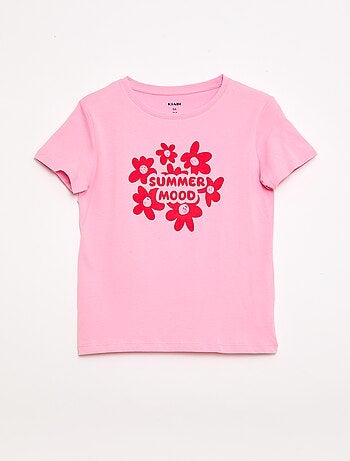 Camiseta estampada con mensaje y manga corta