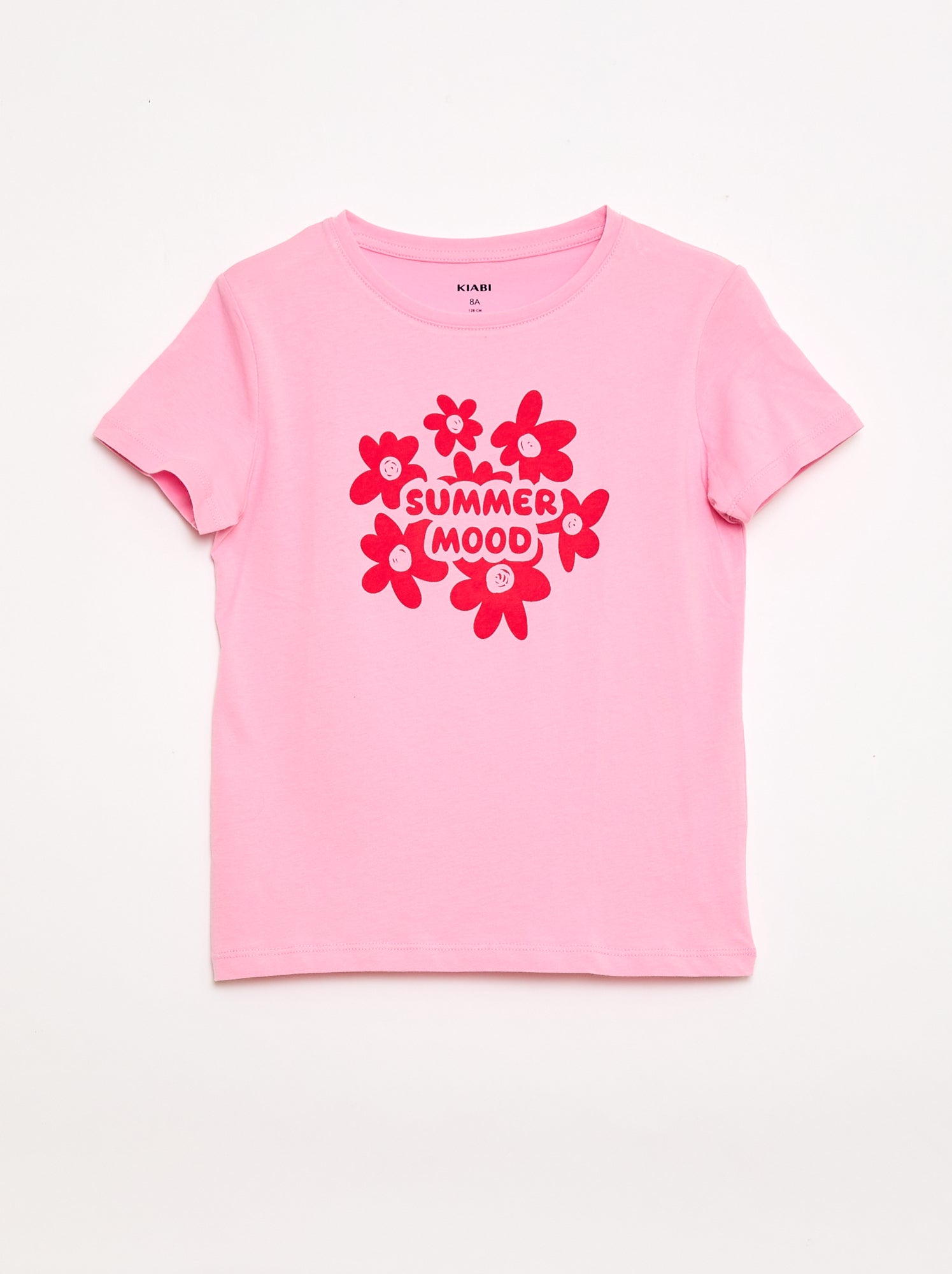 Camiseta estampada con mensaje y manga corta