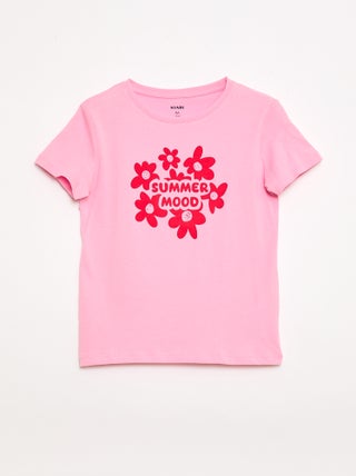 Camiseta estampada con mensaje y manga corta