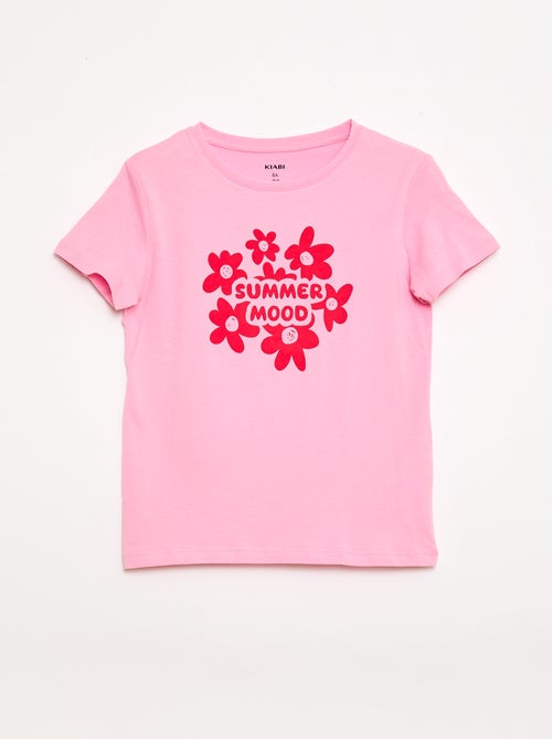 Camiseta estampada con mensaje y manga corta - Kiabi