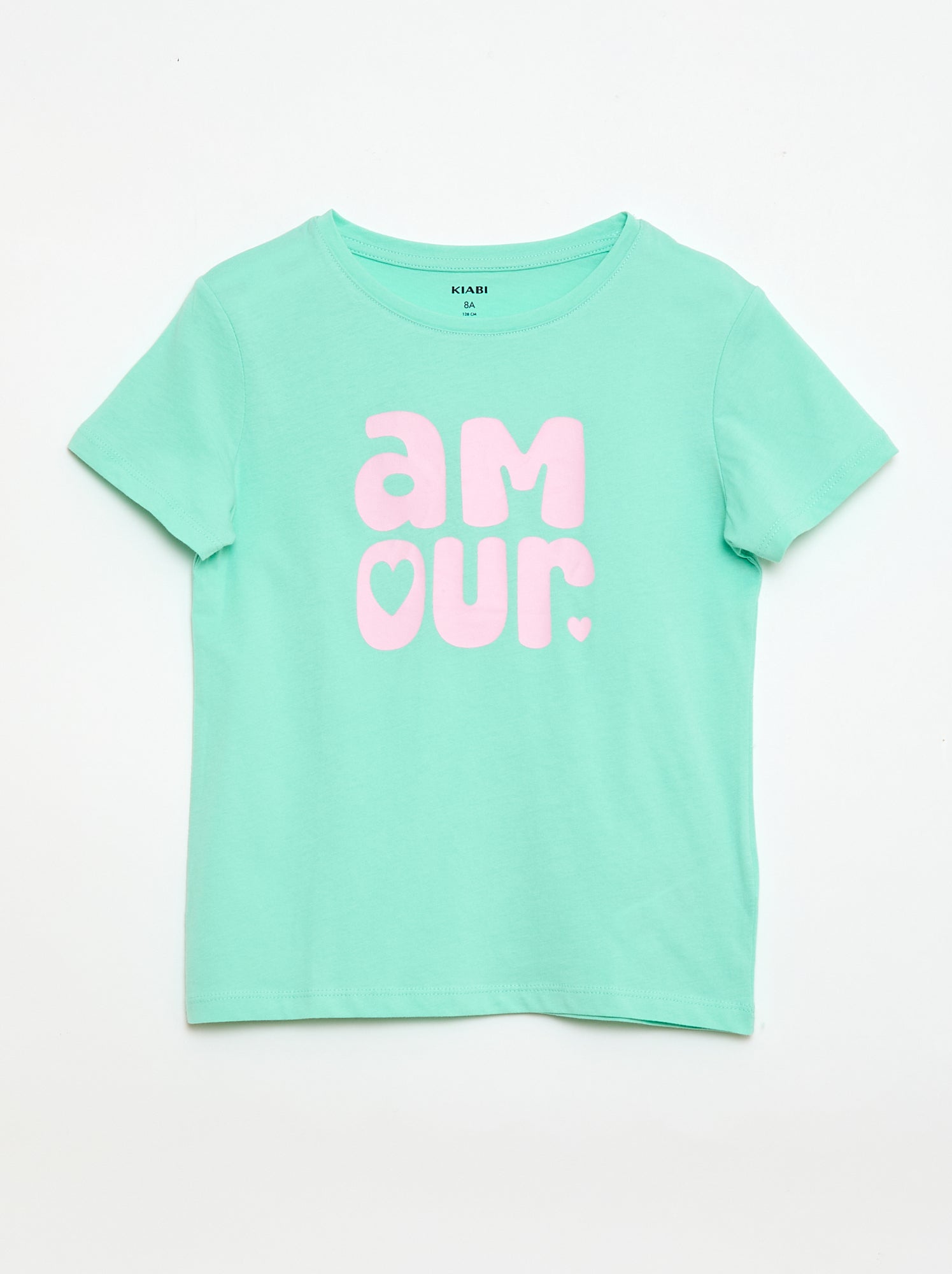 Camiseta estampada con mensaje y manga corta