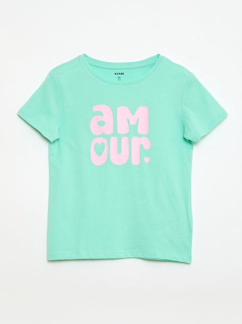 Camiseta estampada con mensaje y manga corta - Kiabi