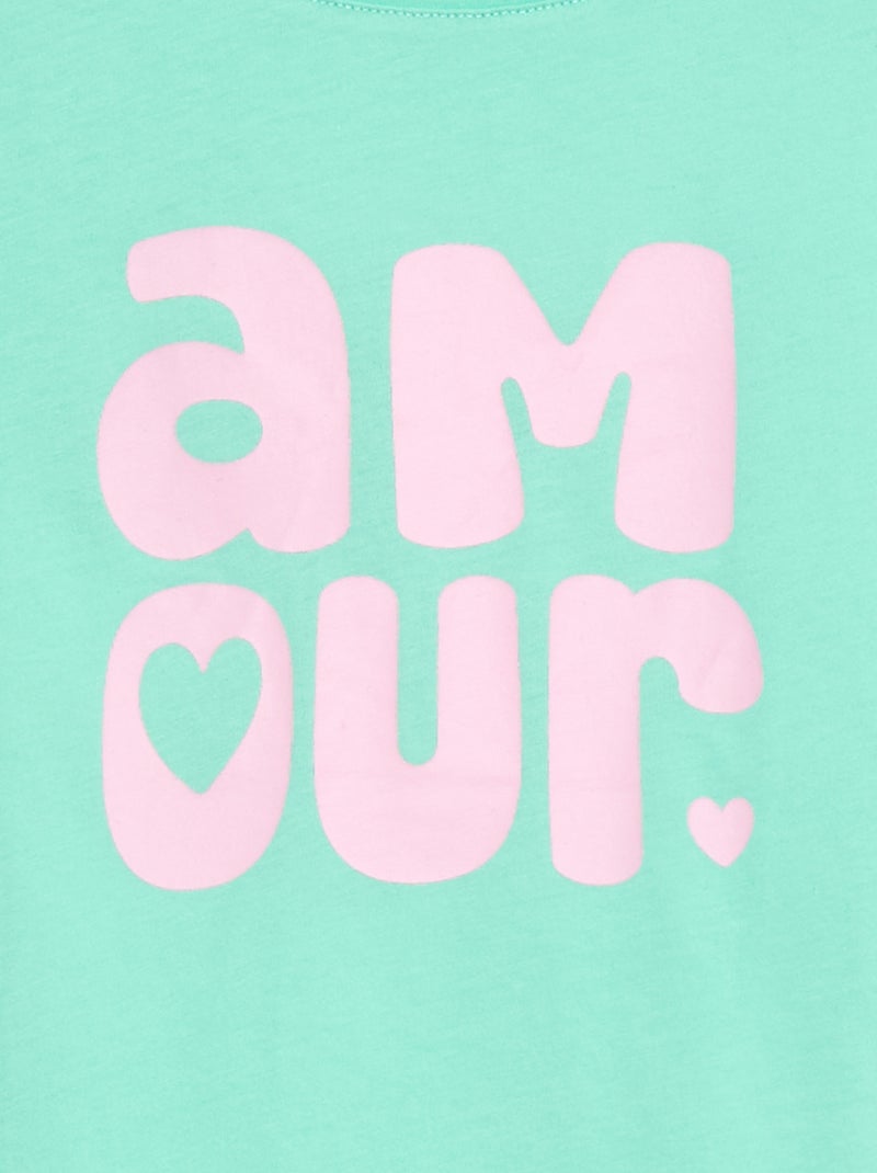 Camiseta estampada con mensaje y manga corta Verde - Kiabi