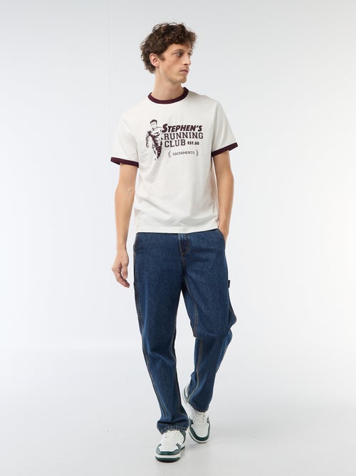 Camiseta estampada con ribete en contraste - Kiabi