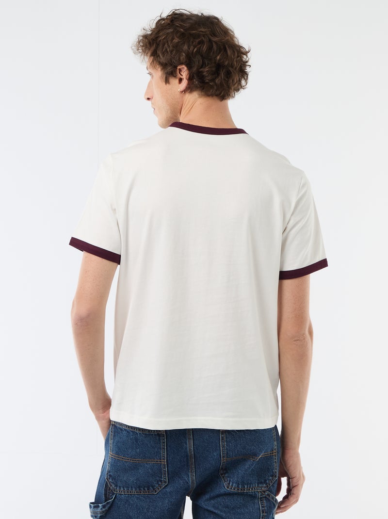 Camiseta estampada con ribete en contraste Blanco - Kiabi