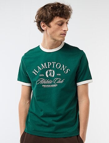 Camiseta estampada con ribete en contraste