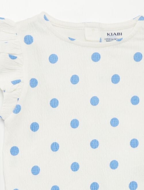 Camiseta estampada con volantes en las mangas - Kiabi