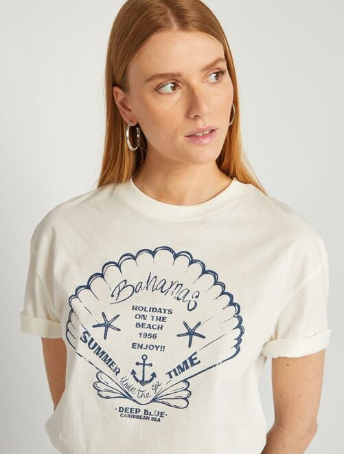Camiseta estampada conchas - Kiabi