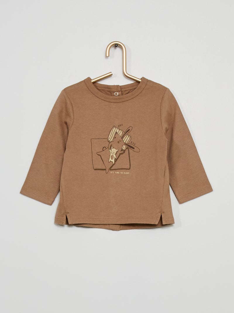 Camiseta estampada 'conejito' MARRON - Kiabi