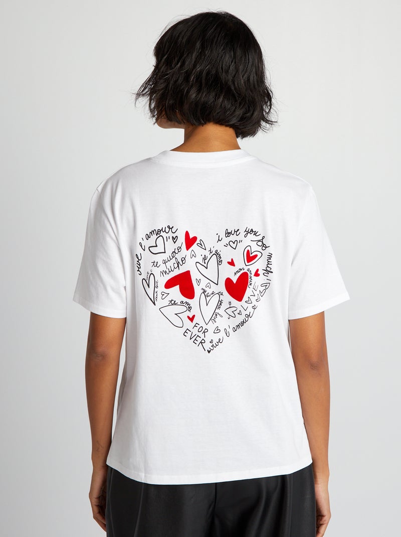 Camiseta estampada 'corazón' BLANCO - Kiabi