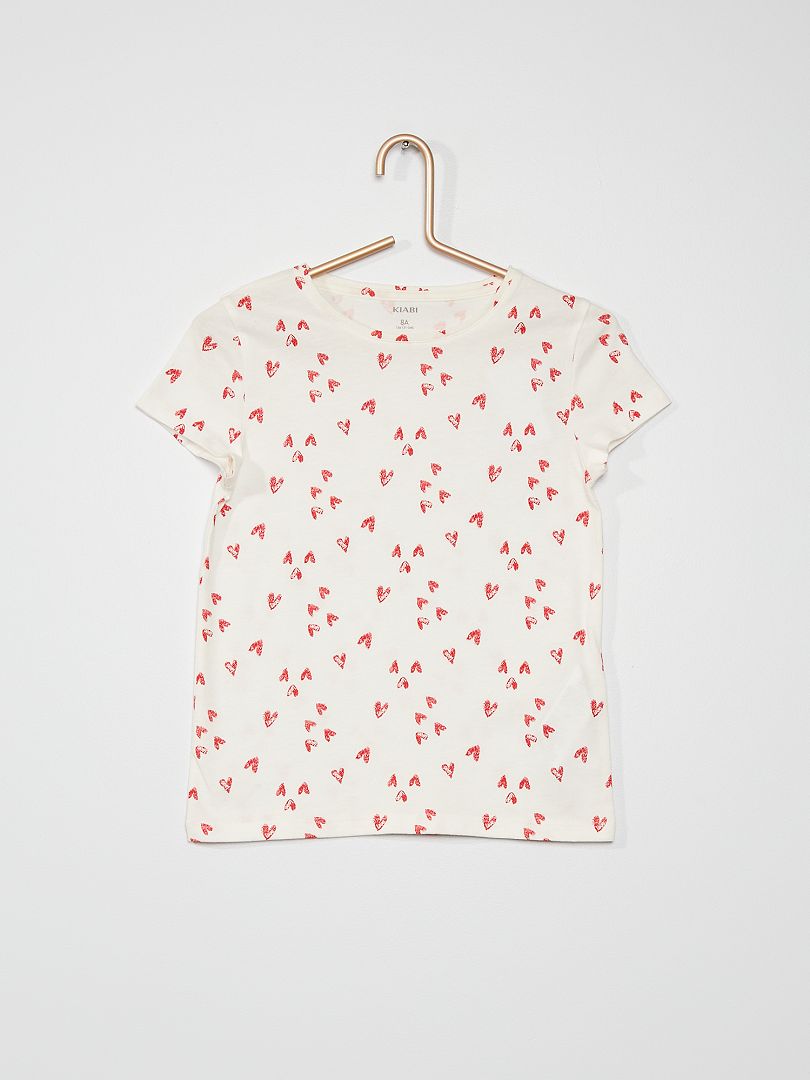 Camiseta estampada 'corazones' BEIGE - Kiabi