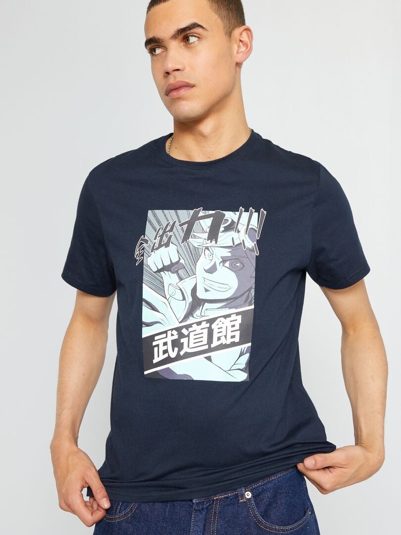 Camiseta estampada de algodón AZUL - Kiabi