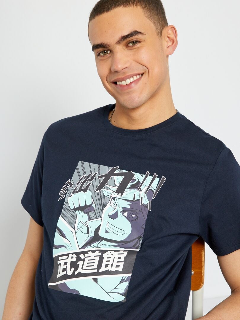 Camiseta estampada de algodón AZUL - Kiabi